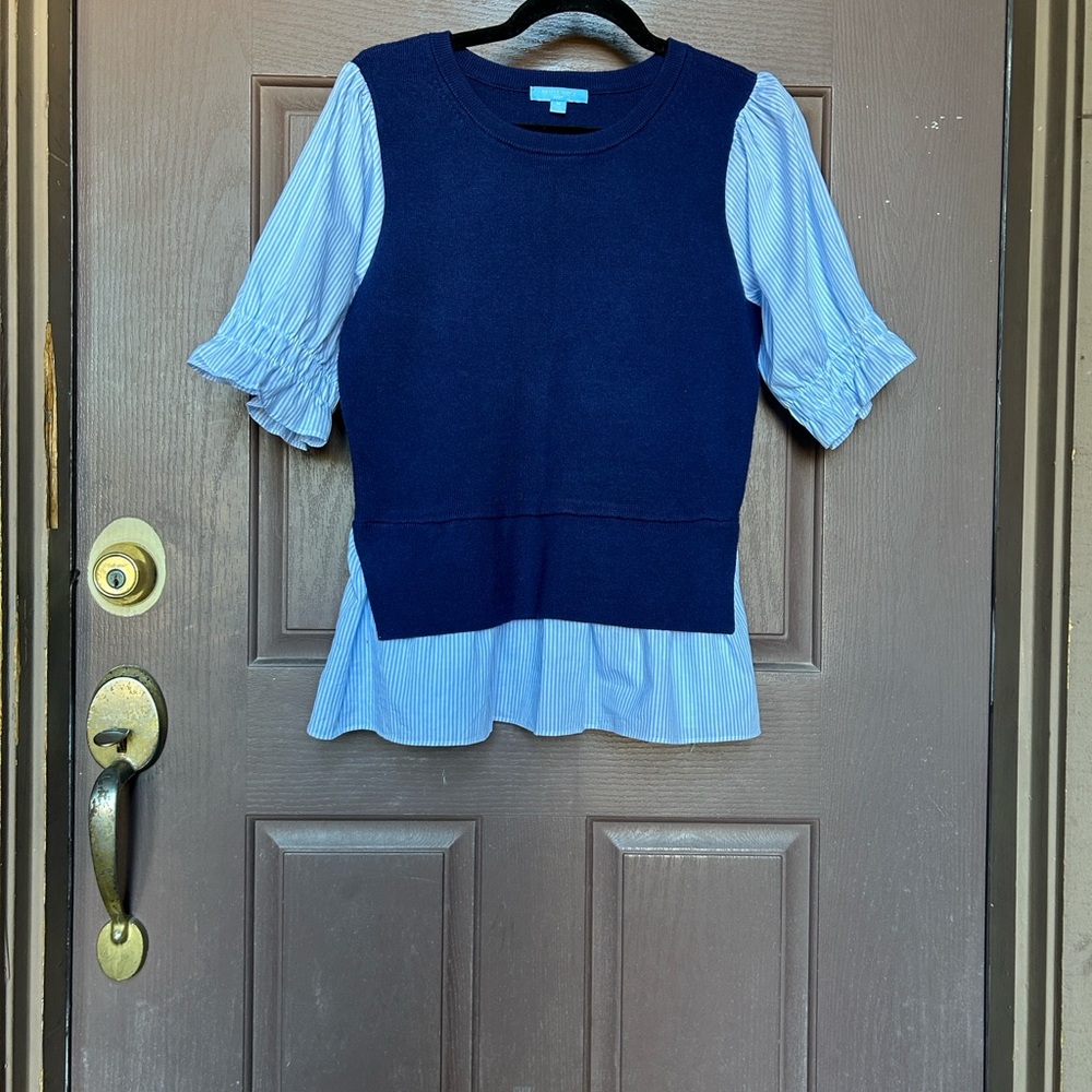 Navy and Light Blue Layered Top Size M